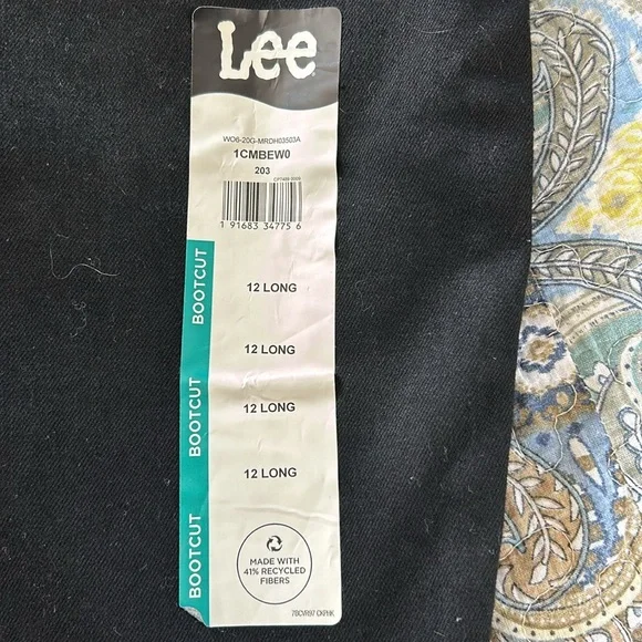 Lee deep black reg fit boot cut mid rise jeans 12L TALL NWT - Picture 5 of 11